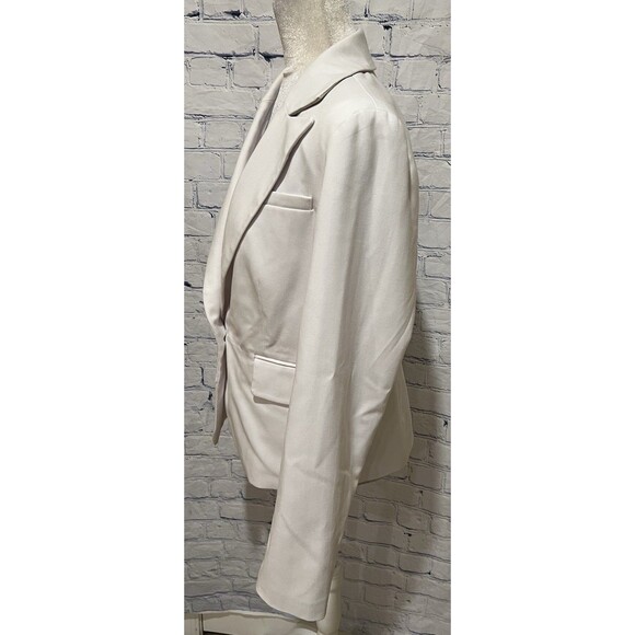 Banana Republic Herringbone Single Button Blazer Off White Rayon Blend Size 8 - Picture 3 of 7